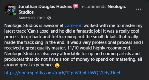 Review from Jonathan Douglas Hoskins via Facebook